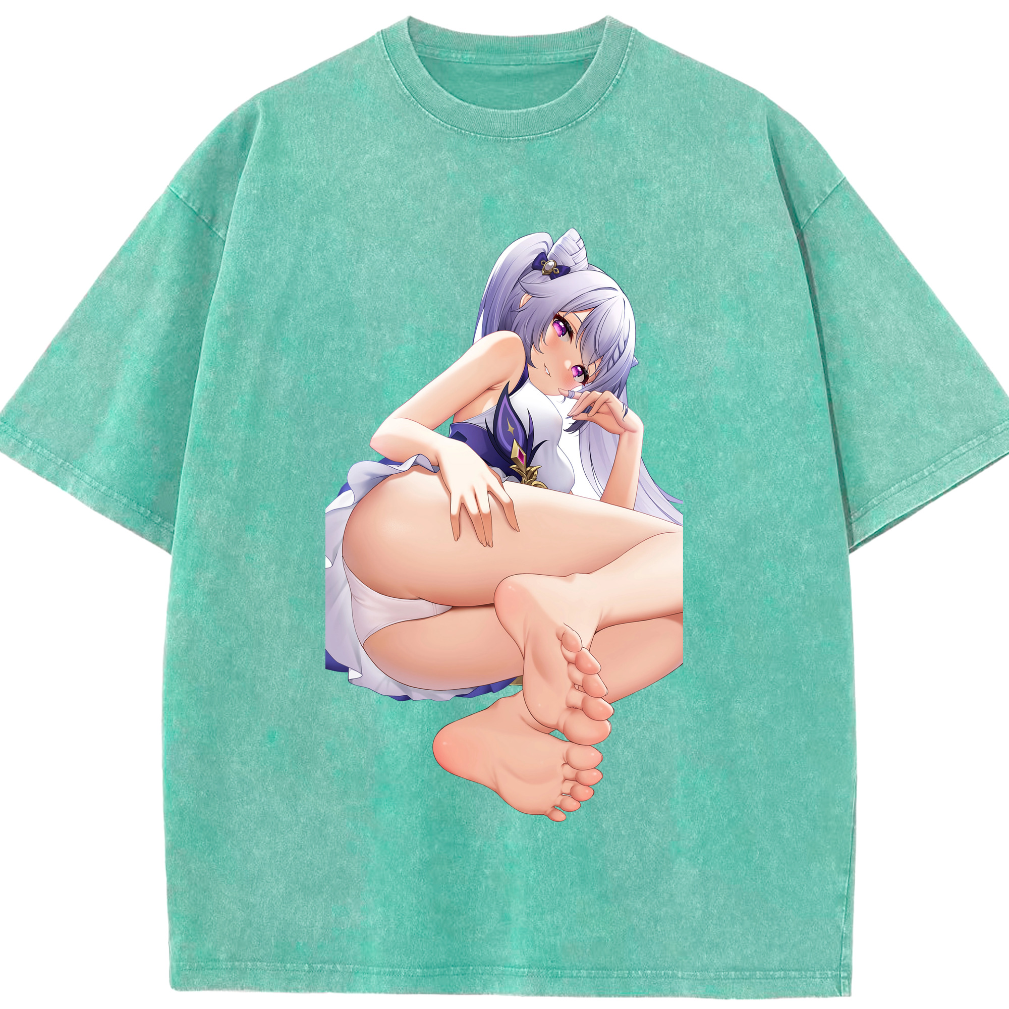 げんし神 刻晴 こくせい genshin Kokusei 綿100% ヴィンテージ風 半袖Tシャツ（フロントプリント）